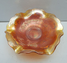 Ringelblume Karneval Glas Sowerby Fu&szlig;schale mit gewelltem Rand Vintage 8,5"