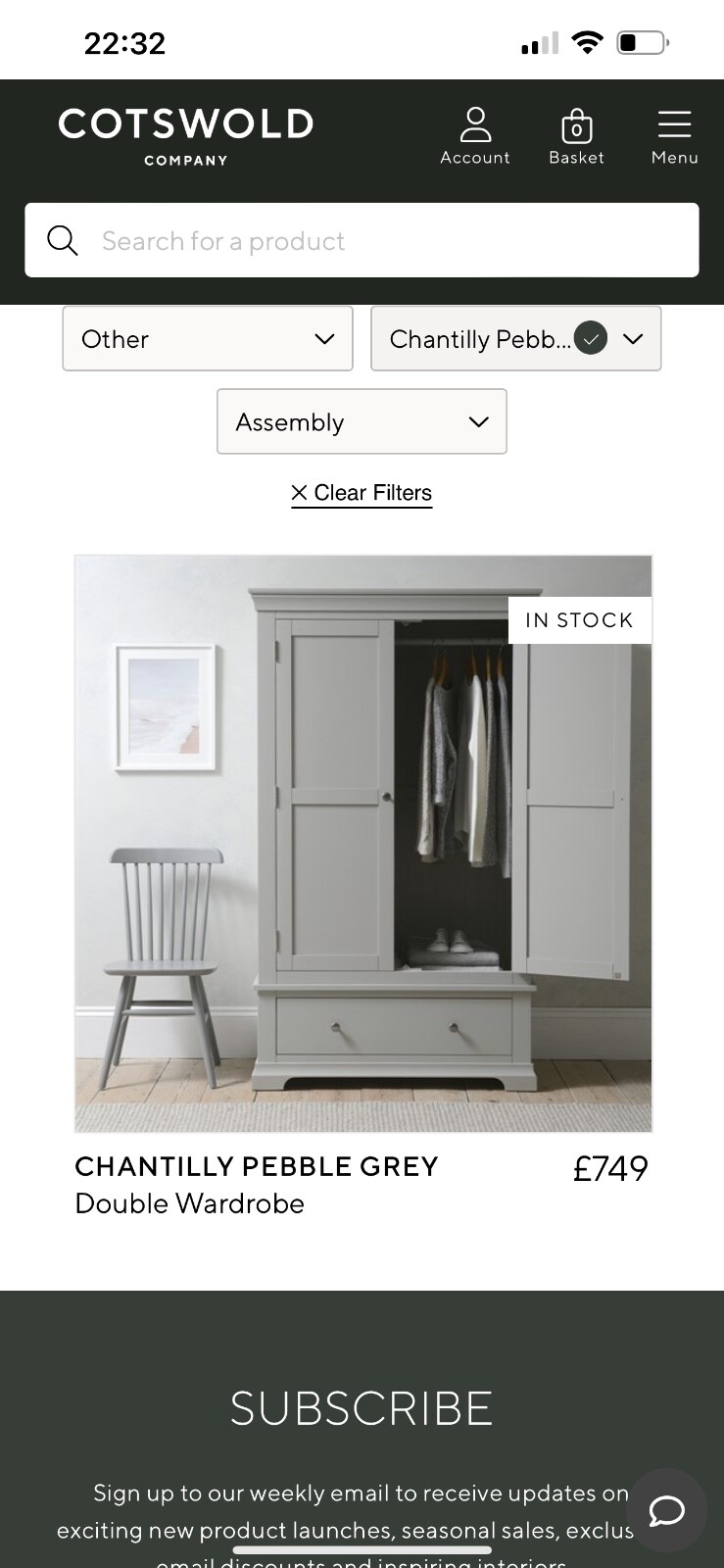 Cotswold Company Grey Double Wardrobe, excellent condition eBay