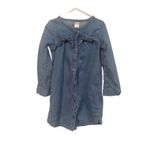 Carter's kids girls denim long sleeve dress button down ruffle top dress