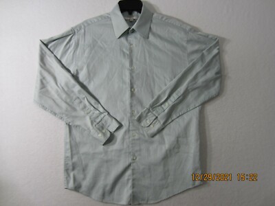 Perry Ellis Shirt Mens 15.5-34/35 Green Button Up Office Dress Casual Men 166