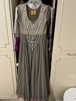 sachin and babi light blue dress Latest Designer Embroidered Grey Indian Wedding Dress Gown – Nameera by  Farooq main image 0