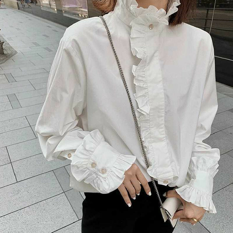frilly white shirts ladies