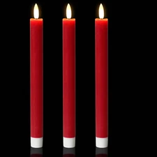 Flameless Taper Candles with Timer, 3 Pack Battery Operated LED Flickering Real