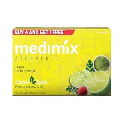 Medimix Lime Moringa Soap 125g Ayurvedic Herbal Bath Bar Vegan 5Pc Pack
