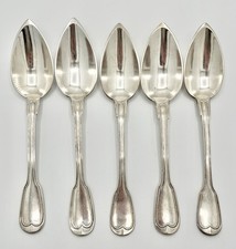 5 cuillères entremets Christofle modèle filet Chinon métal argenté dépareillées