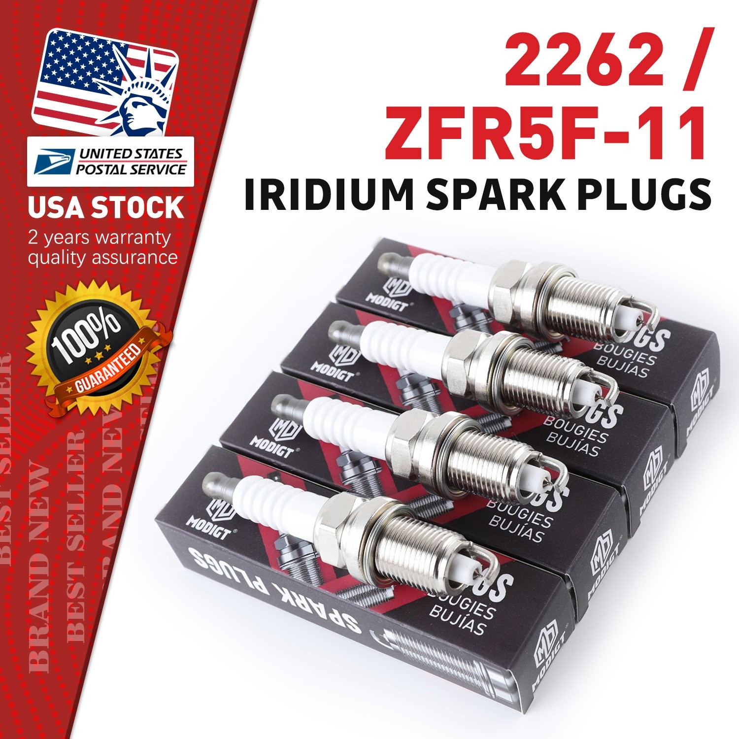 OEM QUALITY Double Iridium Spark Plugs 4 For NGK 2262 ZFR5F11 For Hyundai Kia