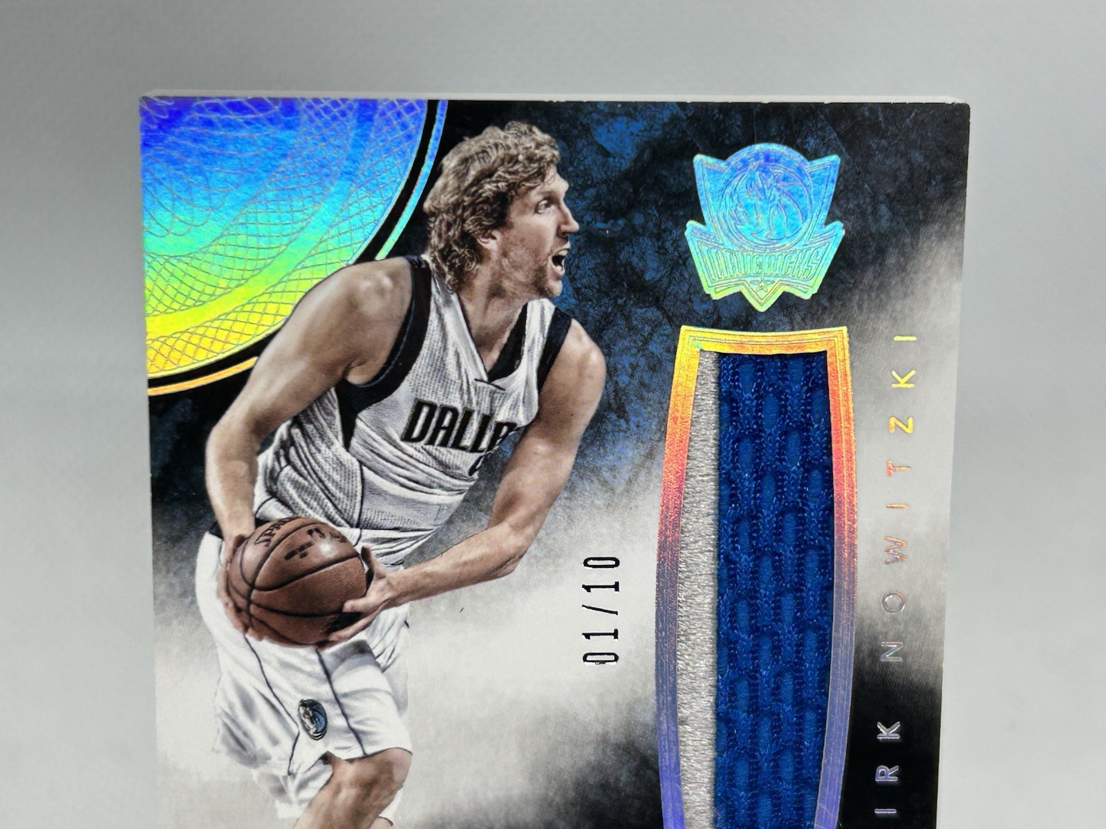 2014 Eminence Dirk Nowitzki /10 Patch Auto Game Used Dallas Mavericks view 2
