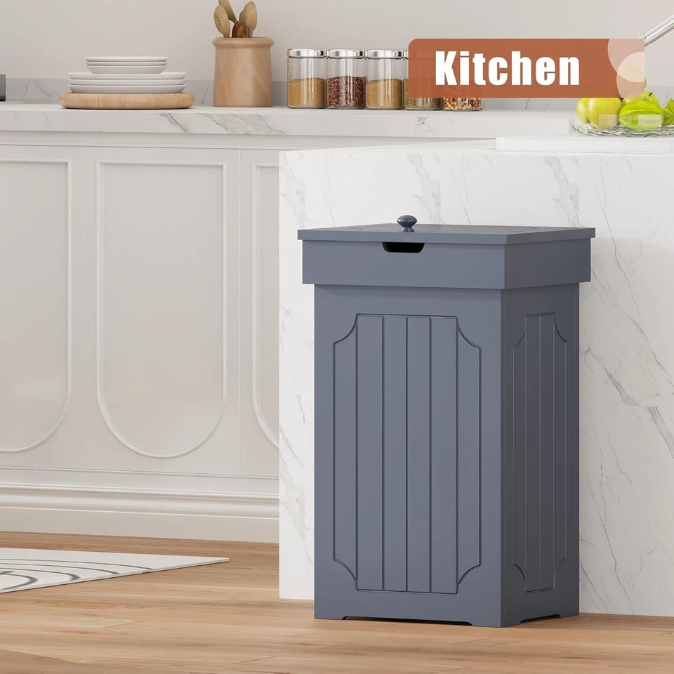 household trash can cabinet, 13-gallon kitchen trash can - Image 2 of 4