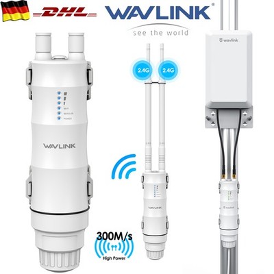 WAVLINK N300 Outdoor WLAN Access Point PoE WAN/LAN wasserdicht Repeater 2x7dBi