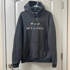 Red Wolves Friends Inspired Hoodie Gray Pullover Sweatshirt Large Graphic