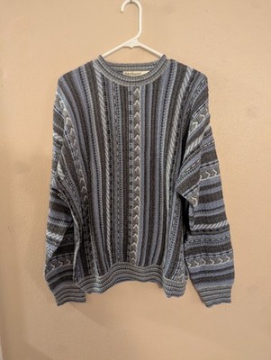 Vintage 90s Norm Thompson 3D Sweater Coogi Style Size Med Cotton Cosby Italy