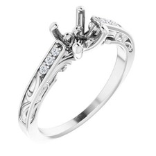 Solid 925 Sterling Silver Round 6X6 mm Semi Mount Ring, Without Stone DIY