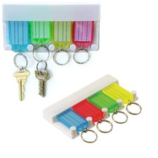 4 Pc Key Tag Rack Multi Key Chain Ring Organizer Insert Label Wall Mount