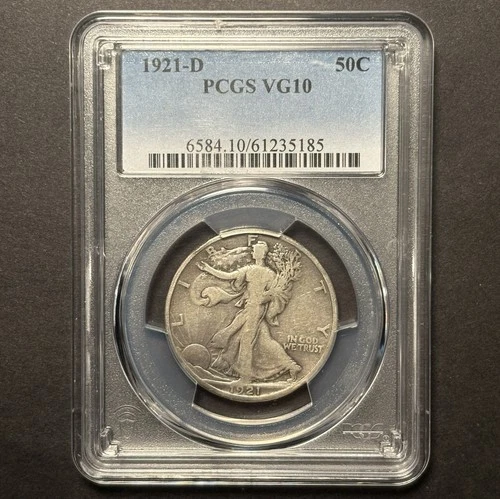 1921-D Walking Liberty Half Dollar — PCGS VG10 🔥 Key Date