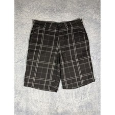 ONeill Sterling Mens Plaid Shorts Black Grey Check Size 32 Surf Skate Casual