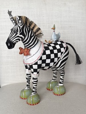 Rare Mackenzie Childs Patience Brewster Hand-Painted Zeke Zebra 12.5  H - As Is
