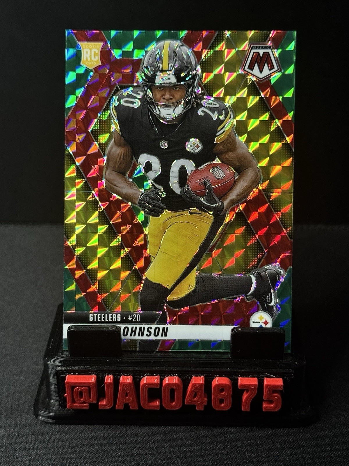 Kaleb Johnson RC Choice Red & Green Fusion SP 2025 Panini Mosaic #315 Steelers