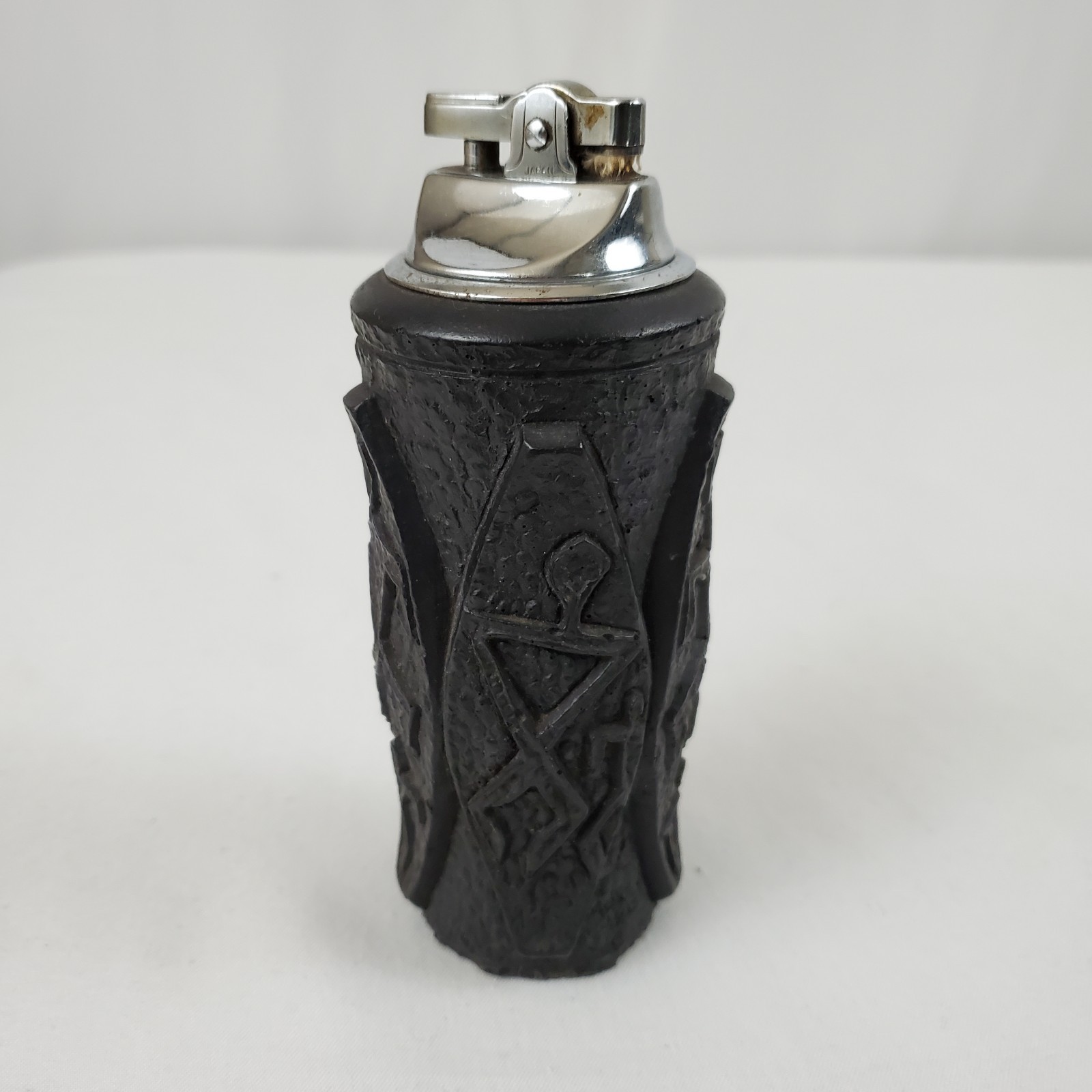 Vintage Carved Tiki Totem Hawaii Black Lava Cigar Cigarette Desk Table Lighter