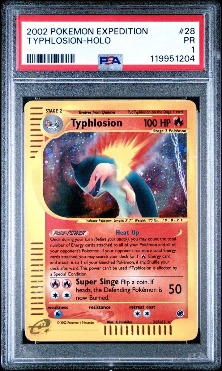 PSA 1 2002 Pokemon Expedition Typhlosion Holo 28/165 E-Reader