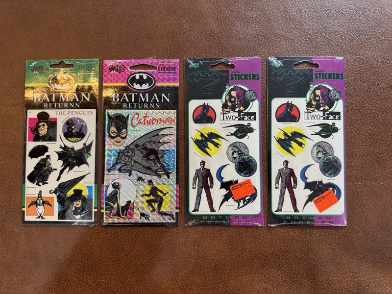 Mello Smello Sticker Lot Batman Returns Cat Woman Foil 1992,Two Face DC Comics 