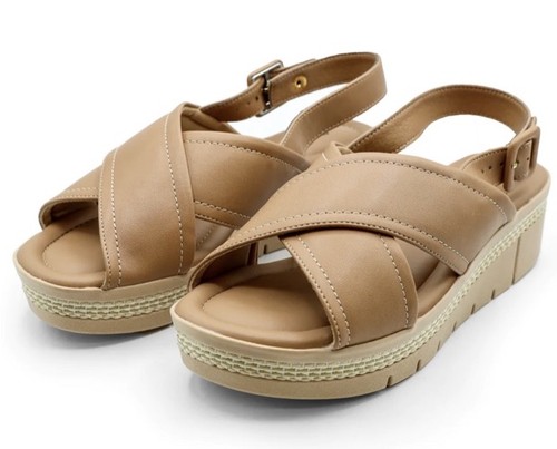 NEW BRAZILIAN W6 PICCADILLY LEATHER SLINGBACK COMFORT  WEDGE SANDAL IN BOX - Picture 5 of 19