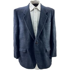 Lavin Paris Blue Brown Green Check Tweed Wool Blazer 2 Button Men's Size 46R USA