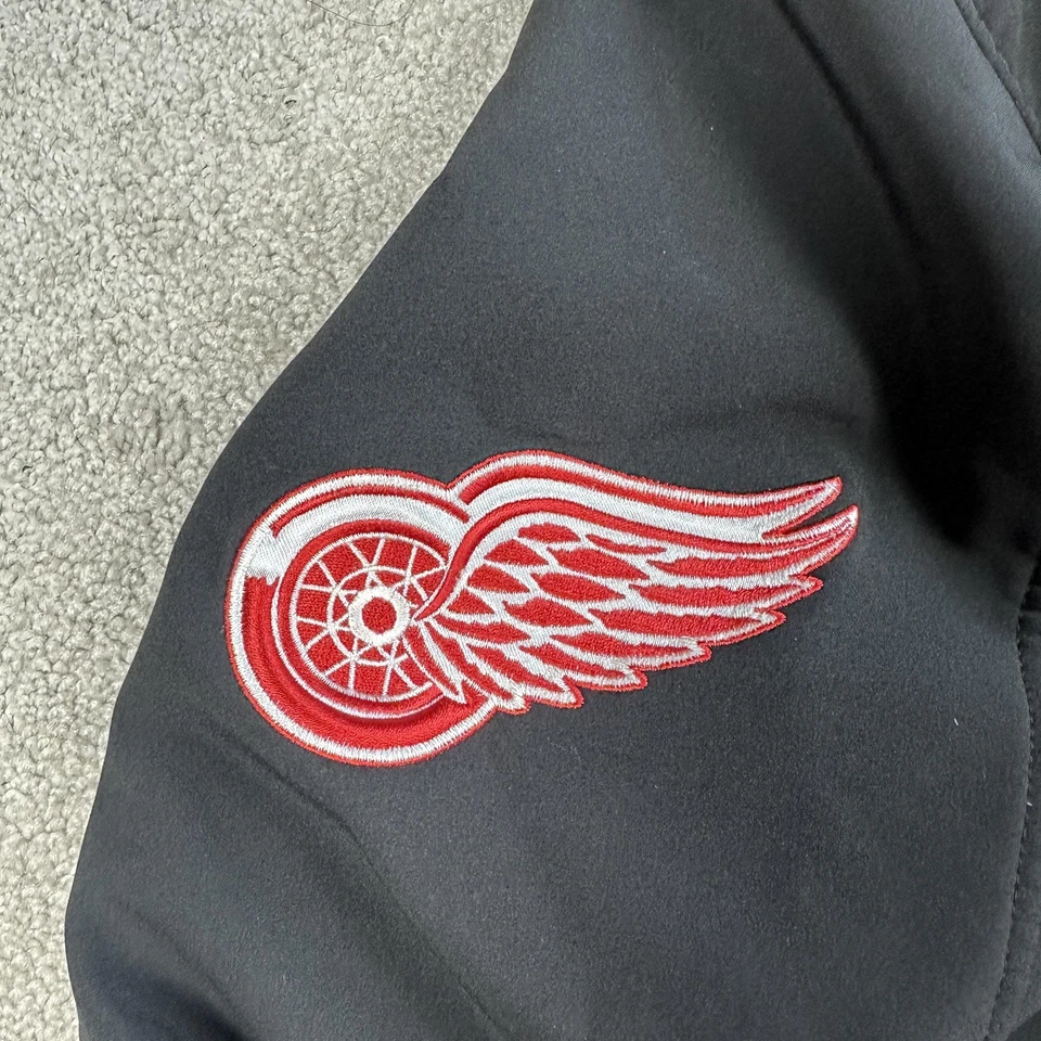 Detroit Red Wings Jacket Mens Medium Black Red NHL Hockey Softshell Hooded Coat - Image 3 of 4