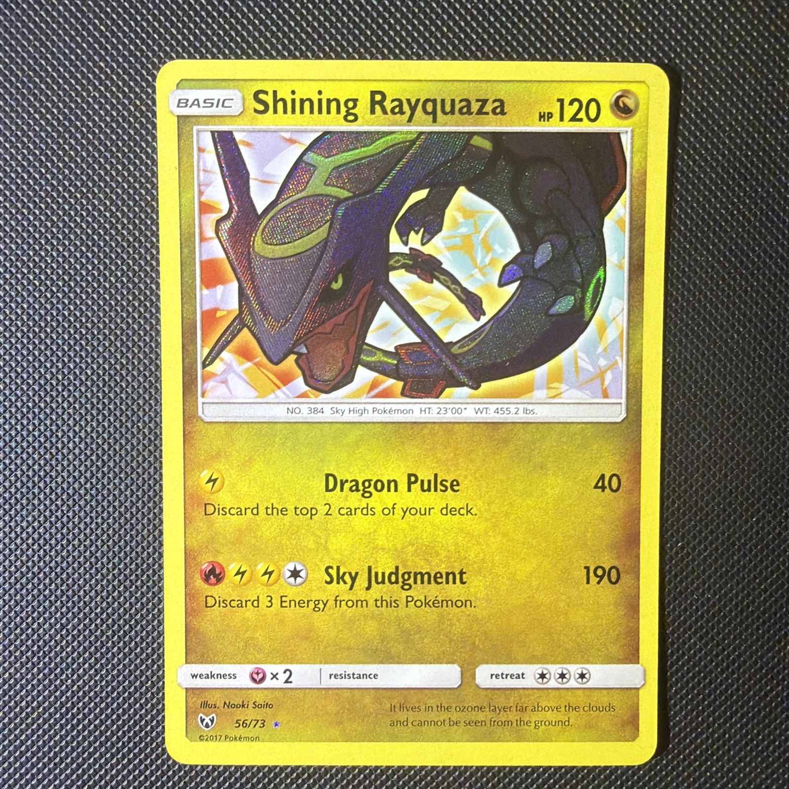 Pokémon TCG Shining Rayquaza Card Shining Legends Holo Rare 56/73 