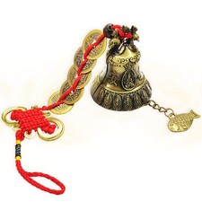 Feng Shui Bell for Wealth and Safe, Chinese Decor, Pendant Coins for Success,...