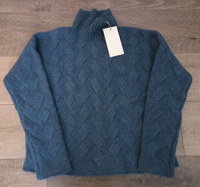 Poetry Women's Lambswool Cable Sweater Petrol Teal US Size 4 NWT