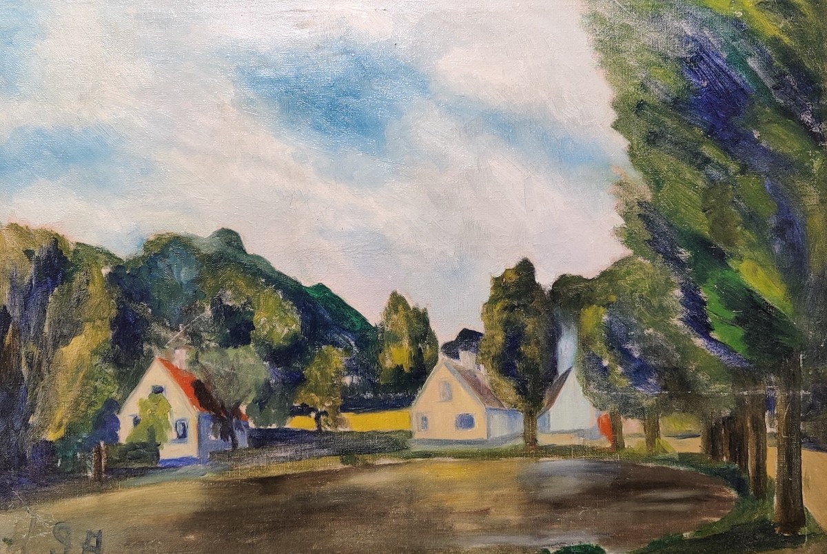 Axel P. Jensen (1885-1972): VILLAGE POND, original oil painting | eBay