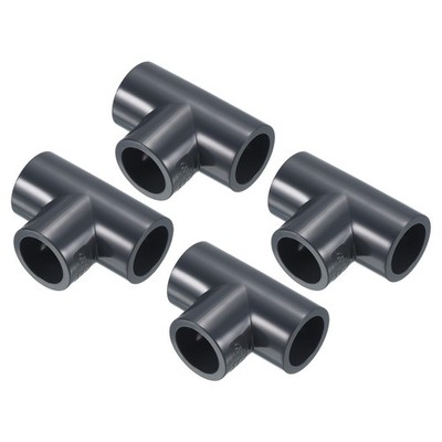 1/2'' 3 Weg UPVC T-Rohr Armaturen Verbindungsrohr Adapter 4er Pack dunkelgrau