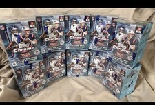 2025 Topps Chrome NFL Football Blaster Value Box Lot of 10 Sealed Boxes In Hand