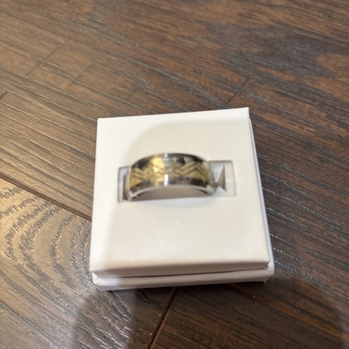 bomb Party Men’s Size 10 Ring The Adventure titanium and Grey wood