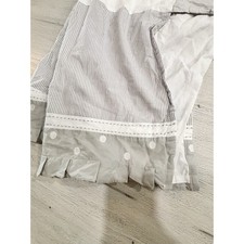 POTTERY BARN KIDS Gray White Polka Dot Stripe Organic Cotton TAYLOR Crib Skirt