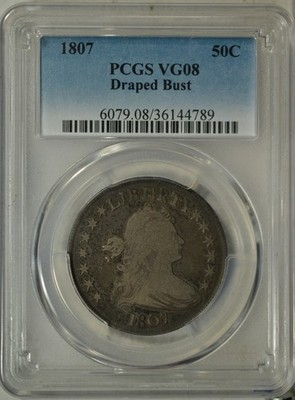 1807 Draped Bust half dollar, PCGS VG  08