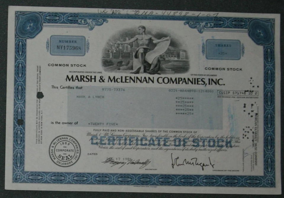 Marsh & McLennan Companies, Inc. 1981 25 Shares - Bild 1 von 1