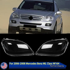 For 2006-08 Mercedes Benz ML350 ML500 W164 Pair Front Headlight Lamp Lens Covers