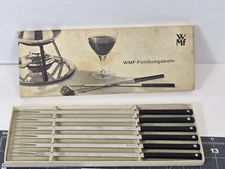 Vintage WMF Germany Fondue Fork Set 6pc Black Handles MCM Mid Century w/ Box