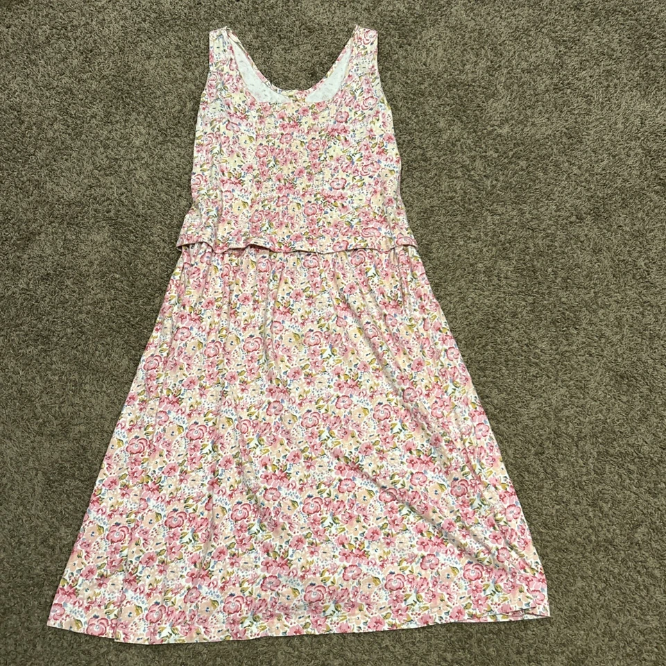 Vestido Floral Vintage Años 90 100% Algodón Diseñador Adrienne Vittadini Talla M A25 Foto 4 de 4