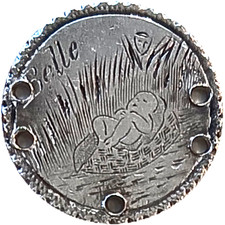 Pictorial Love Token Baby Moses Basket Nile River Exodus Bible Belle 1889 Dime