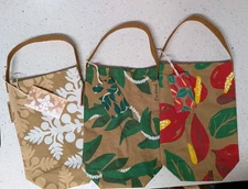 Foodland Hawaii Floral Reusable Wine Paper Tote Bag -Set of 3