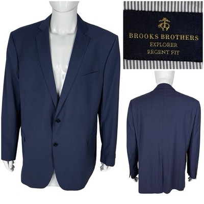 Brooks Brothers Explorer Regent Fit Blazer Mens 50 L Blue Wool Sport Coat Jacket