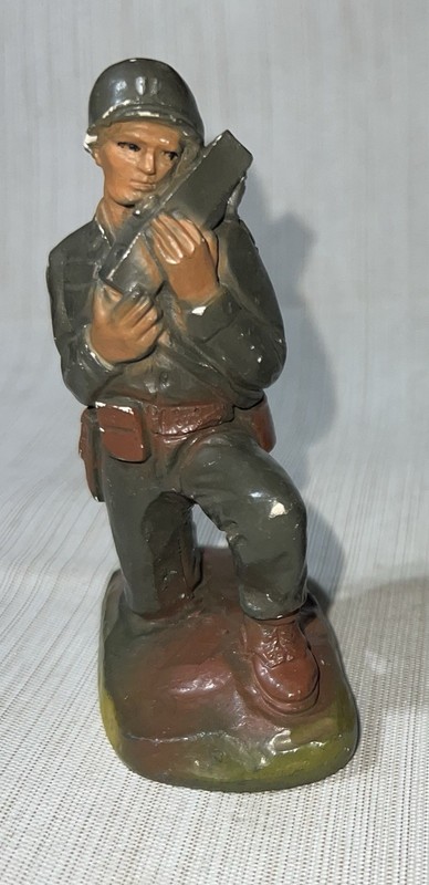 Vintage WWII J.H. Miller 1950 Soldier With Radio Chalkware