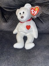 White Ty Beanie Baby Valentino the Teddy Bear 1993 Brown Nose Many Rare Errors