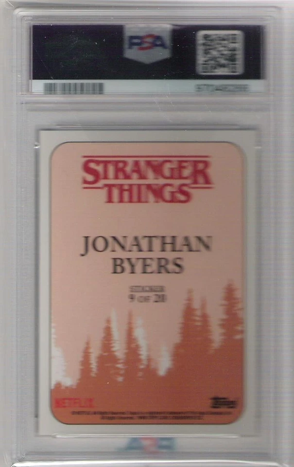 2018 Topps Stranger Things Jonathan Byers Character Sticker #9 (PSA 10) - Image 2 of 2