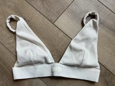 SKIMS Triangle Plunge Bralette Bone Ivory Large Ribbed Stretch Lounge Comfort