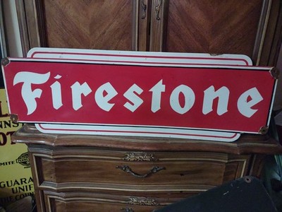 Firestone Tires ヴィンテージ看板 VINTAGE FIRESTONE TIRES DEALERSHIP - GAS STATION PORCELAIN SIGN