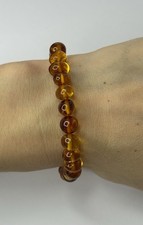 GENUINE BALTIC AMBER Stone Beaded Bracelet.Cognac Amber Stone Bracelet.