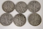 6 Walking Liberty Silver Half Dollars 90% Silver